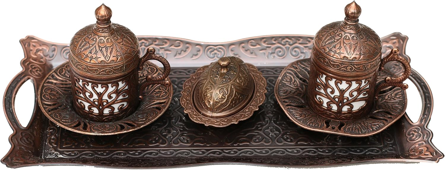 Turkish Style Coffee Serving Cups with Holders Lids