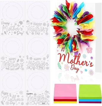 24 Pack Mothers Day DIY Flower Greeting Cards, Bulk Coloring Handmade Crafts Art Projects for Classroom Party Gifts MOM