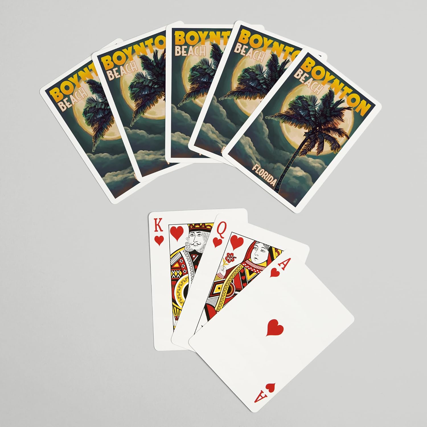 Lantern Press Boynton Beach, Florida, Palm and Moon, 52 Playing Cards for Adults, Poker Size Card Deck