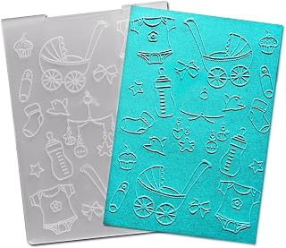 Baby Shower Newborn Plastic Embossing Folders for Card Making Baptism Stroller Embossing Folder for Gift Tag Paper Crafting Home Decoration