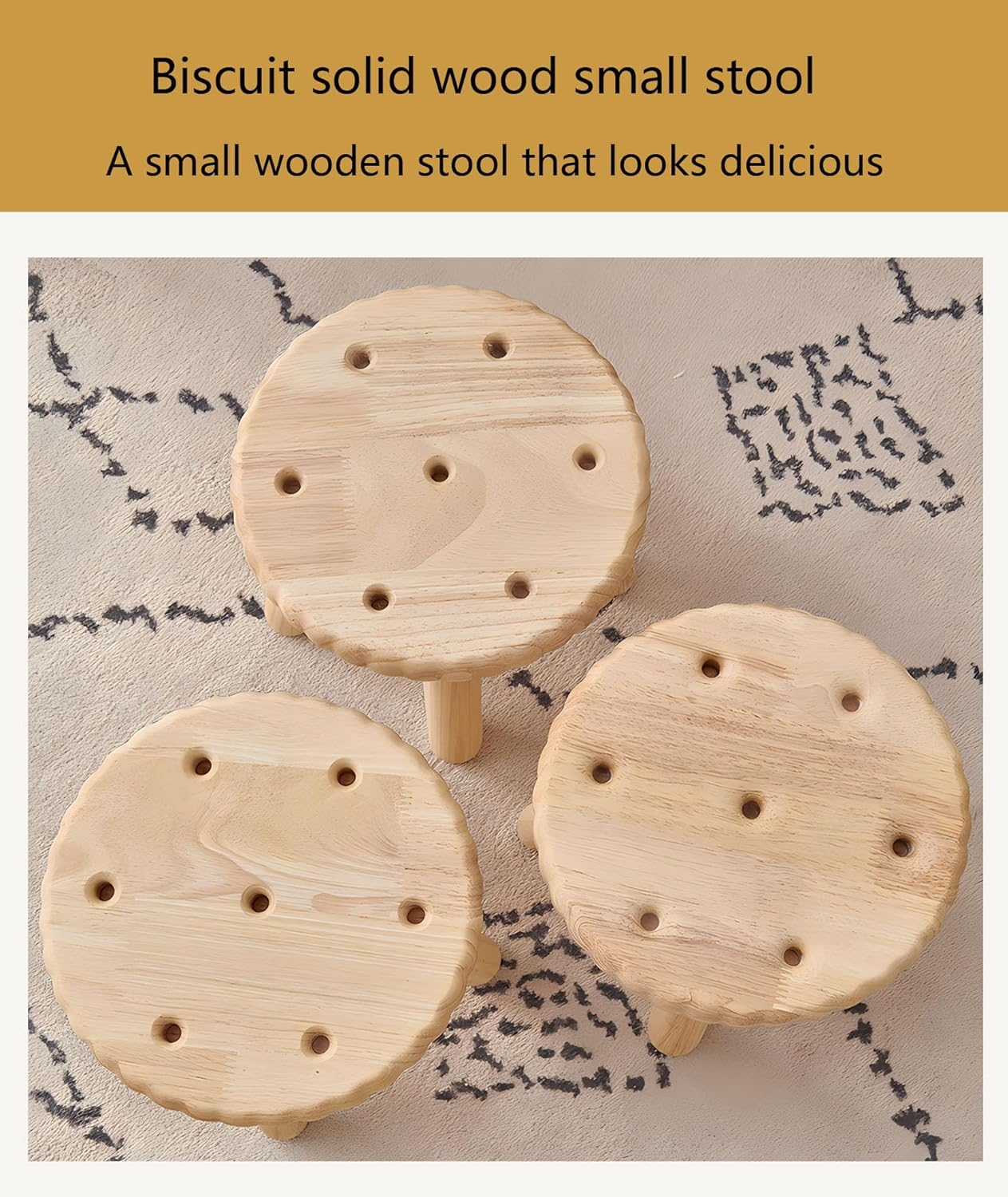 Solid Wood Biscuit Small Stool, Household Small Stool, Living Room Low Stool, Shoe Stool, Balcony Leisure Stool