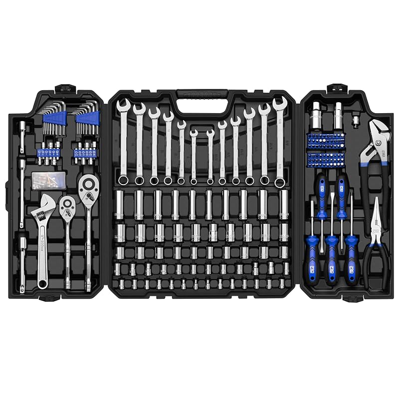 Kit de Ferramentas para Mecânica Prostormer com Soquetes, Chaves e Acessórios, 240 Peças