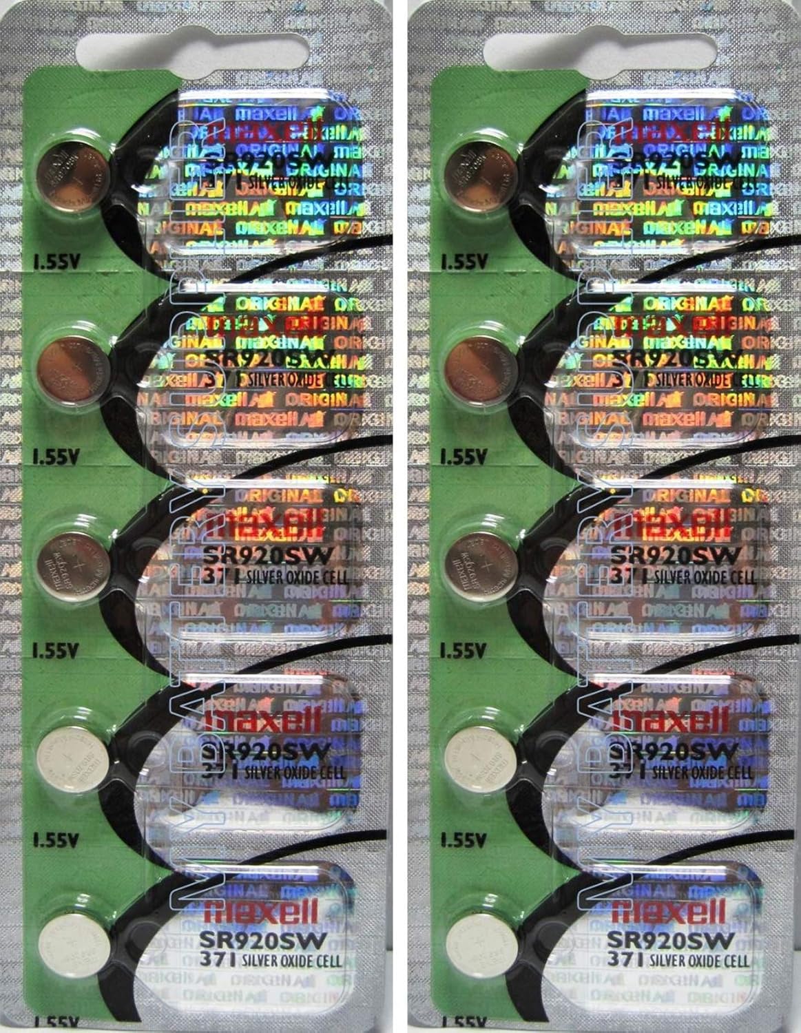 Amazon.com: Maxell SR920SW Watch Battery Button Cell 371- Pack of 5  Batteries : Health \u0026 Household