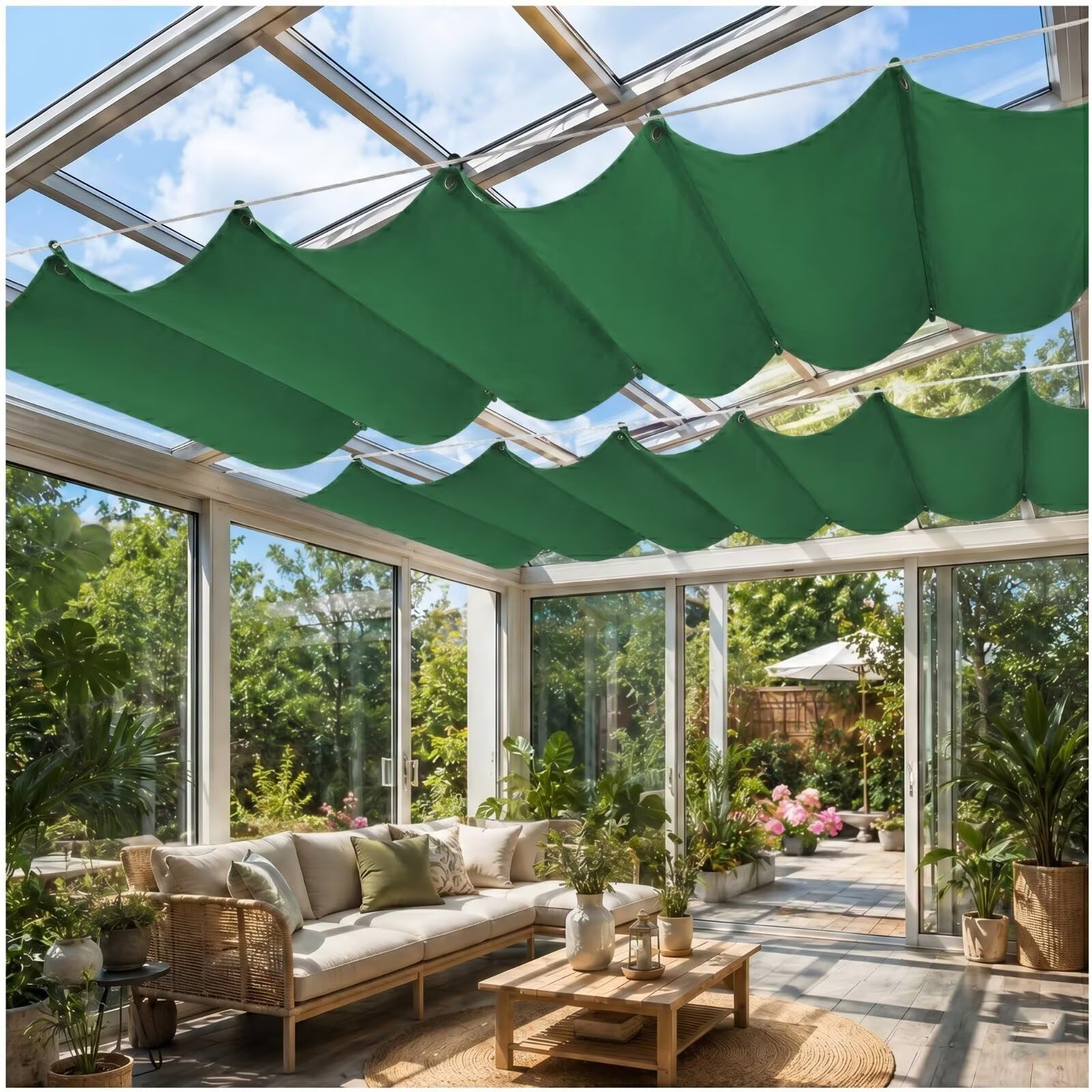 Wellen Sonnensegel Ausziehbar 2.5x3m Seilspannmarkise 230g² Wasserdicht | 230g/m² Oxford-Gewebe blockiert UV-Strahlen,wasserdicht,hitzeisoliert,langlebig,flexibel ausziehbar & leicht zu montieren.