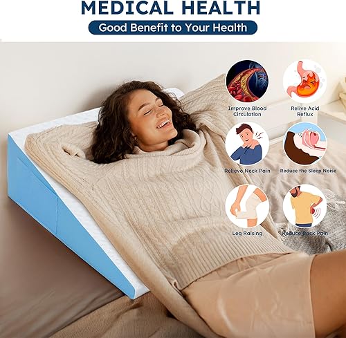 Miniatura 8 de Almohada de cuña para dormir, cuña de cama de 7.5 pulgadas después de la cirugía, alivio del dolor de espalda, almohada de espuma viscoelástica,
