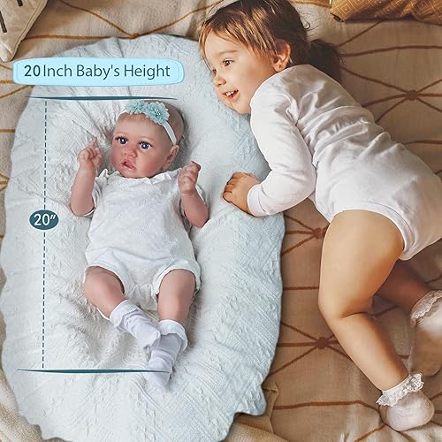 Miniatura 5 de ADFO Muñecas de bebé Reborn realistas, 20 pulgadas, realista, dulce sonrisa, recién nacida, muñecas de vinilo suave con ropa y juguete, regalo para