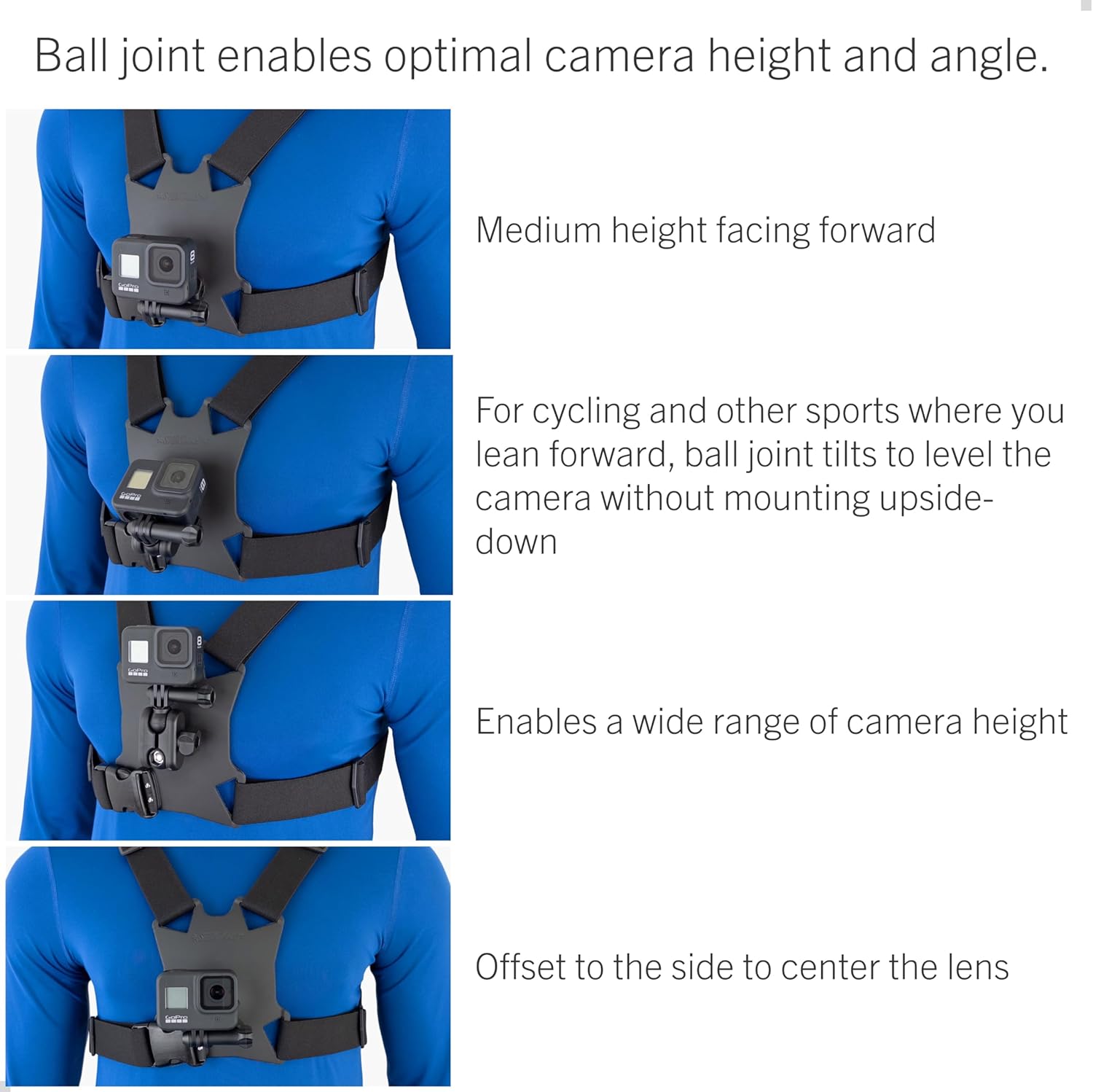 STUNTMAN High Stability Chest Mount with Ball Joint for Action Cameras - Fits GoPro, DJI Osmo (Action 5 Pro, 4, 3, 2), Insta360 (Ace Pro, Ace, ONE RS, ONE R), and Others
