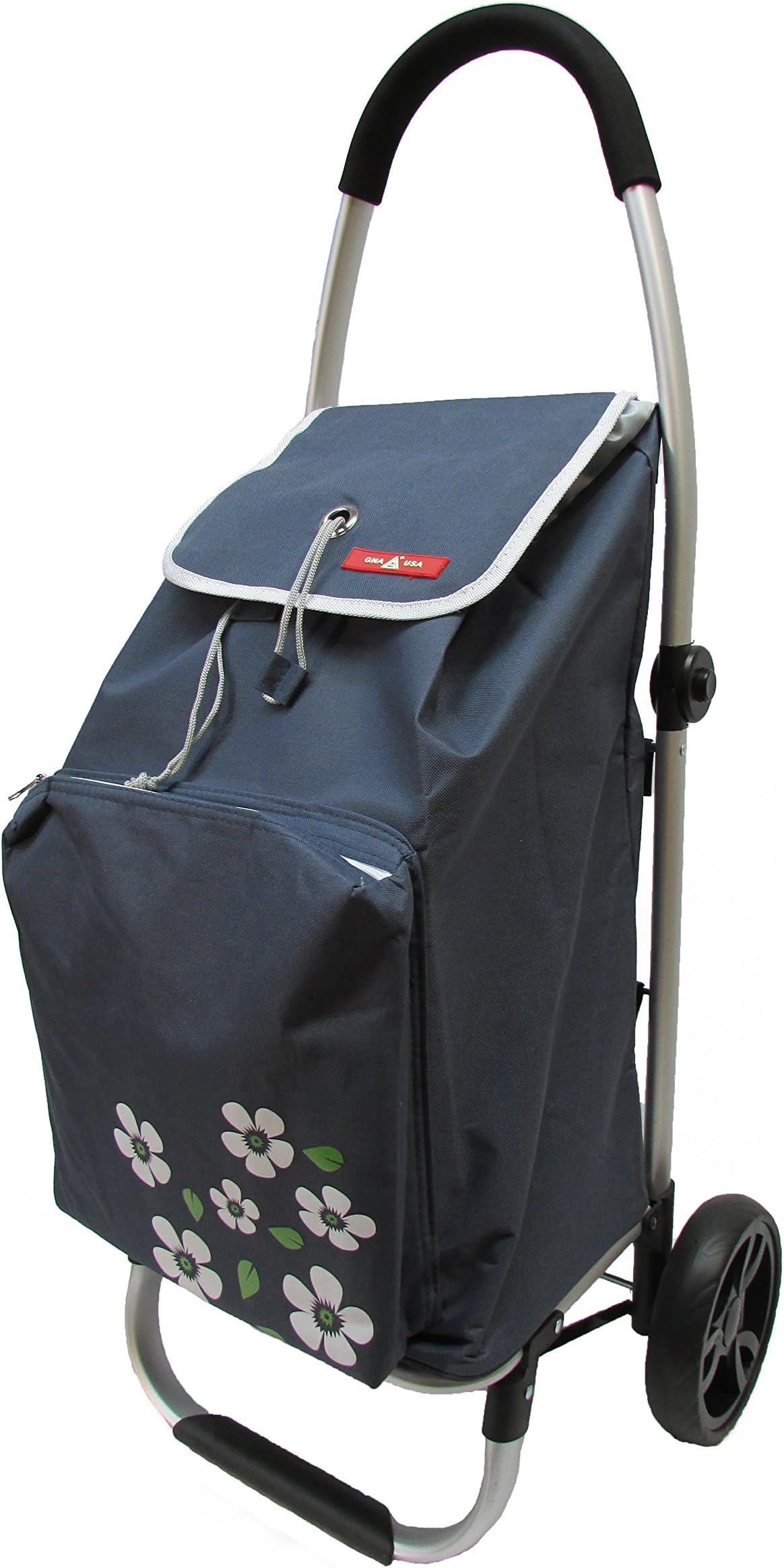 GNA Foldable 3-Position Aluminum Shopping Trolley w/Cooling Compartment, Blue Grey