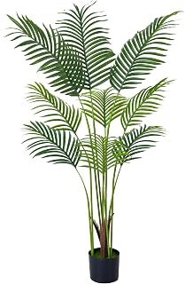 HAIHONG 4FT Artificial Palm Tree,Faux Areca Palm Plant with Real Touch Leaves and Adjustable Branches,Fake Tropical Palm Tree for Home Office Indoor Outdoor Modern Decoration