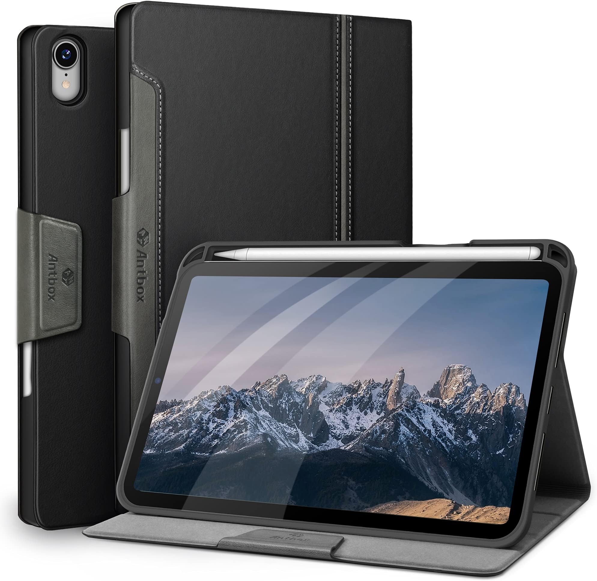 Case for iPad Mini 7 (A17 Pro), iPad Mini 7th/6th Generation (2024/2021) 8.3 inch with Pencil Holder Vegan Leather Smart Cover with Auto Sleep/Wake Stand Function (Black)