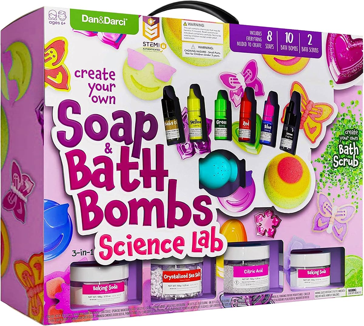 Dan&Darci Soap & Bath Bomb Making Kit for Kids, 3-in-1 Spa Science Kits, Craft Gifts for Girls & Boys Age 6-12 Year Old Girl Crafts: DIY Experiment Toys, Gift for Kid Ages