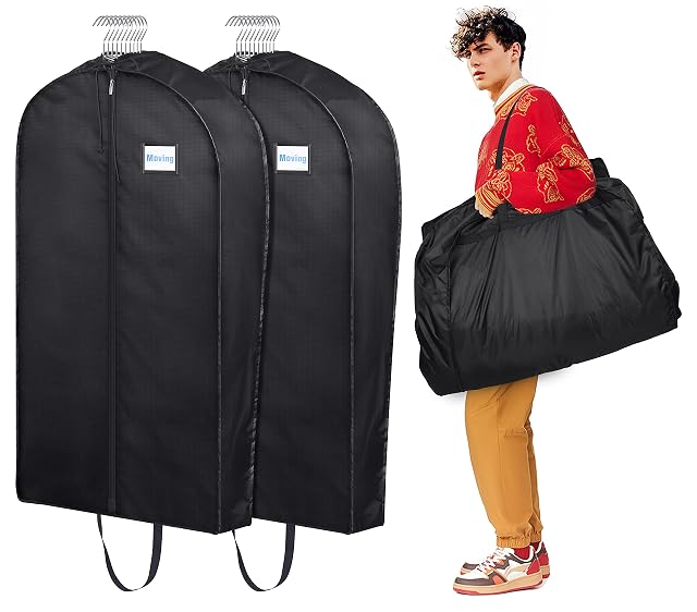 MISSLO Garment Bags for Travel Heavy Duty Moving Bags Large Capacity Hanging Clothes Bag for 20 Shirts Waterproof
