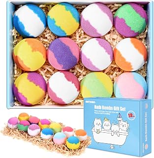 Maylawn Bath Bombs Gift Set, 12-Pieces Handmade Fizzy Bubble Bath Bombs, Birthday Mothers Day Gifts Idea for Her/Him, Wife, Girlfriend, Vegan & Cruelty Free, Perfect for Bubble and Spa Bath
