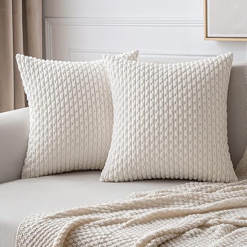 Miniatura 7 de MIULEE Juego de 2 fundas de almohada decorativas de pana suave, estilo bohemio, a rayas, decoración del hogar para Navidad, sofá, cama, sala de