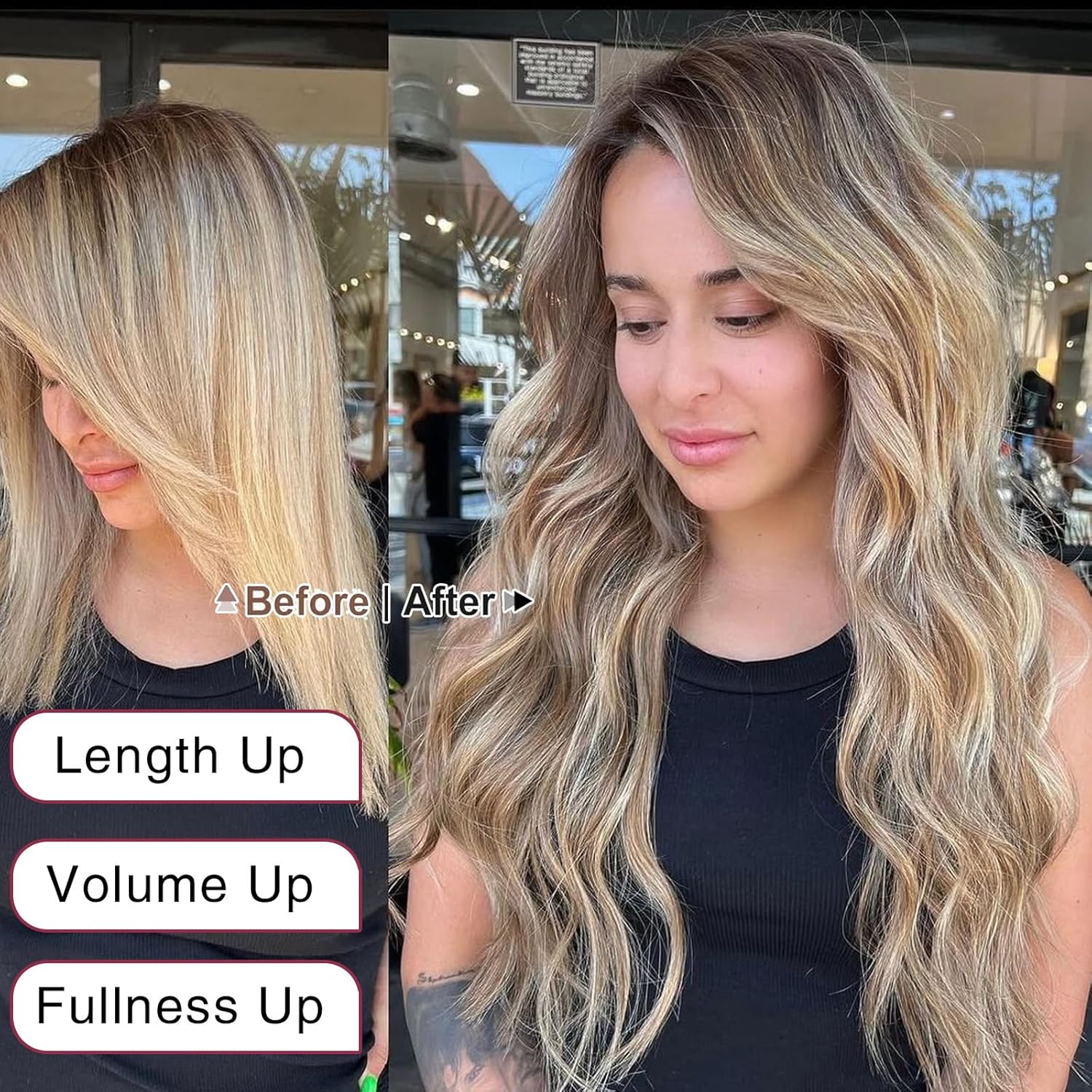 LEOSA Wavy Wig Long Ombre Blonde wig with Bangs 26 Inch Layered Wig for Women Dirty Blonde Hairline Middle Part Curly Wavy Synthetic Wig for Daily Party Use,Ombre Blonde