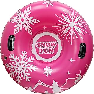 48" Commercial Grade Inflatable Snow Tube with Hard Handles – Durable for Adults & Kids (Snowflake Design)