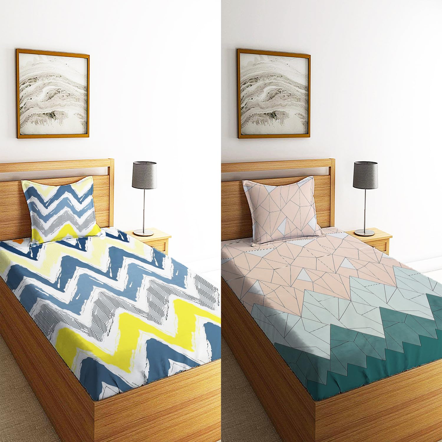 STARNSTYLE 144 TC Glace Cotton Single Bedsheets with Pillow Covers Cotton Combo of 2 II Set of 2 Single bedsheet with 2 Pillow Covers Breathable & Wrinkle Free Design 38 (B0CB5PBR28) Amazon Price History, Amazon Price Tracker