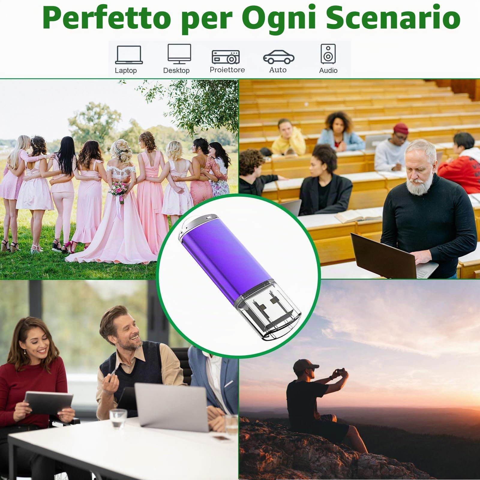 10 Pezzi Chiavetta USB 32GB, WISEORANGE 32 GB Pen Drive Metallo-5colori | Portatile Pennetta USB2.0 32GB Pendrive ad alta velocità con Adesivi vuoti per archiviazione e backup dei dati