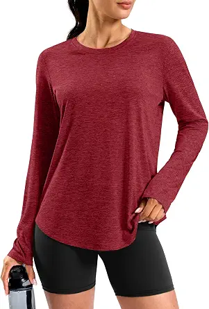 Lightweight Long Sleeve Workout Tops for Women UPF 50+ Sun Shirt Yoga Athletic Running Tees