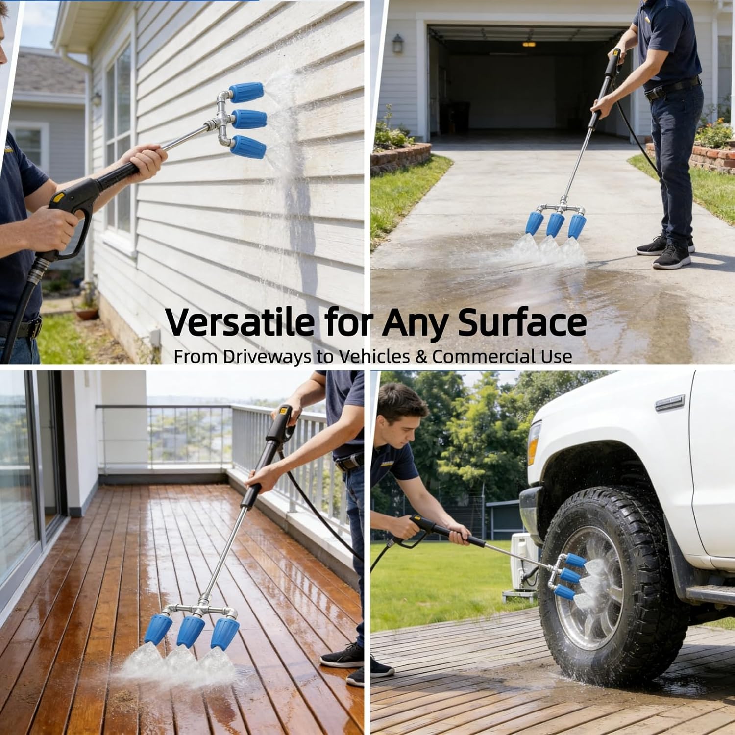 Turbo Nozzle Power - 4000 PSI Pressure Washer Nozzles for Heavy Duty Cleaning, Triple Turbo Nozzle Pressure Washer with Quick Connect for Driveway, Siding, Concrete, Patio (Aluminum, Dual)