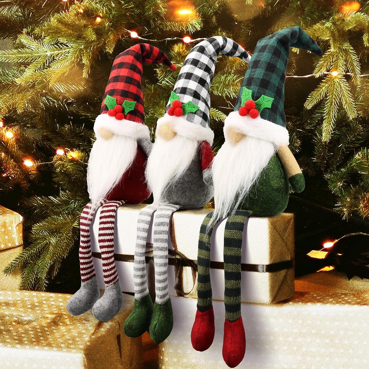 3Pcs Christmas Gnomes Decorations - Christmas Decorations Indoor | christmas shelf sitter santa elf tomte rudolph ornaments,christmas decor,xmas decorations for home,table,office,hotel,mail