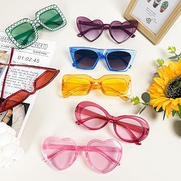 Pibupibu 8 Pack Mixed Styles Trendy Sunglasses for Women/Men Party Favors Sungasses Costume Accessories Eyewear Set
