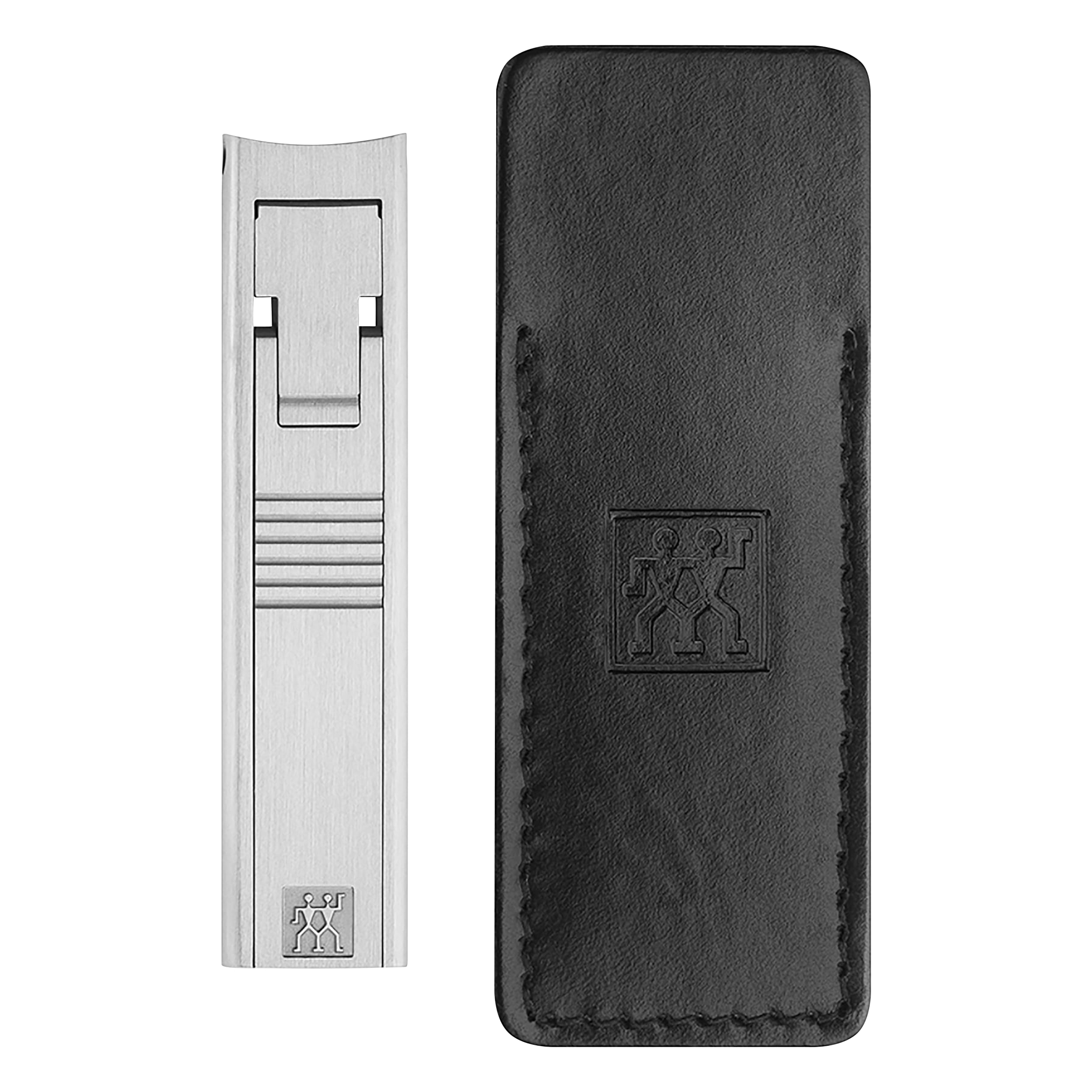 ZWILLING Tagliaunghie compatto (ultrapiatto con lima per unghie, tagliente leggermente curvo, per i viaggi e gli spostamenti, include custodia in pelle), premium, argento