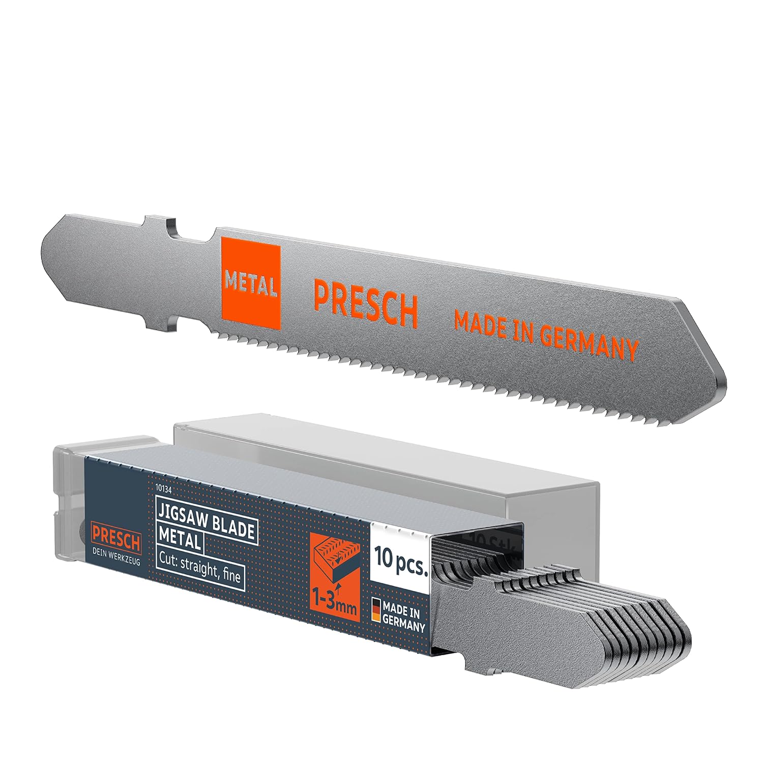 Presch Jigsaw blades Metal 10 pcs., Precise in thin sheets (1-3mm), Durable T-shank saw blades for all jigsaws