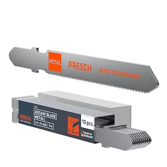 Presch Jigsaw blades Metal 10 pcs. - Precise in thin sheets 1-3mm - Durable T-shank saw blades for all jigsaws - Saw blades for thin sheets, non-ferrous metals and many more