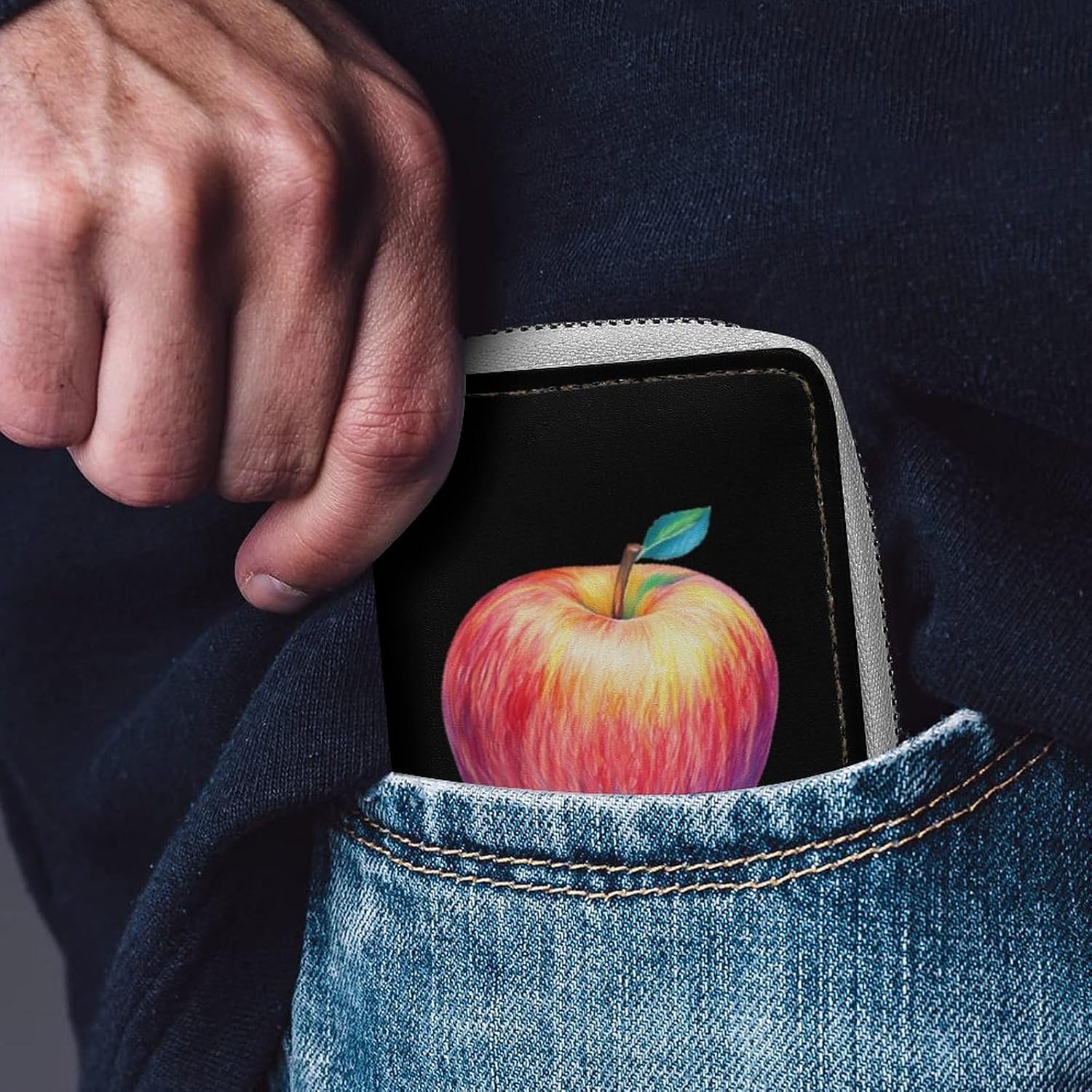 Drawing Fruit Small Business Credit Card Holder Wallet with 20 Card Slots Case Coin Purse Pouch