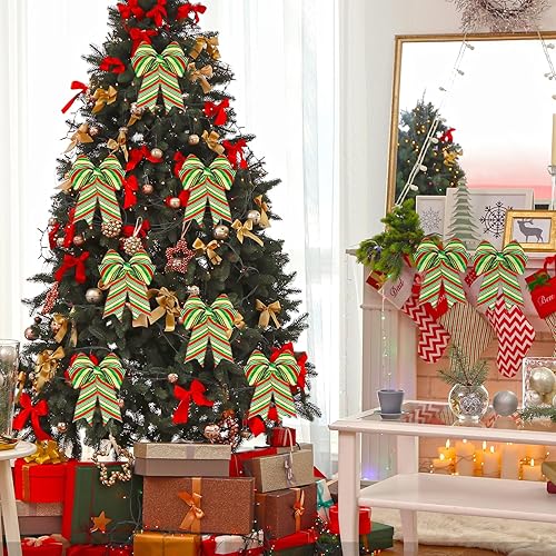 Miniatura 3 de Yinder 2 rollos de cinta de Navidad de 20 yardas, cinta roja y verde con purpurina de 2.5 pulgadas, cinta decorativa para coronas, caja de regalo,