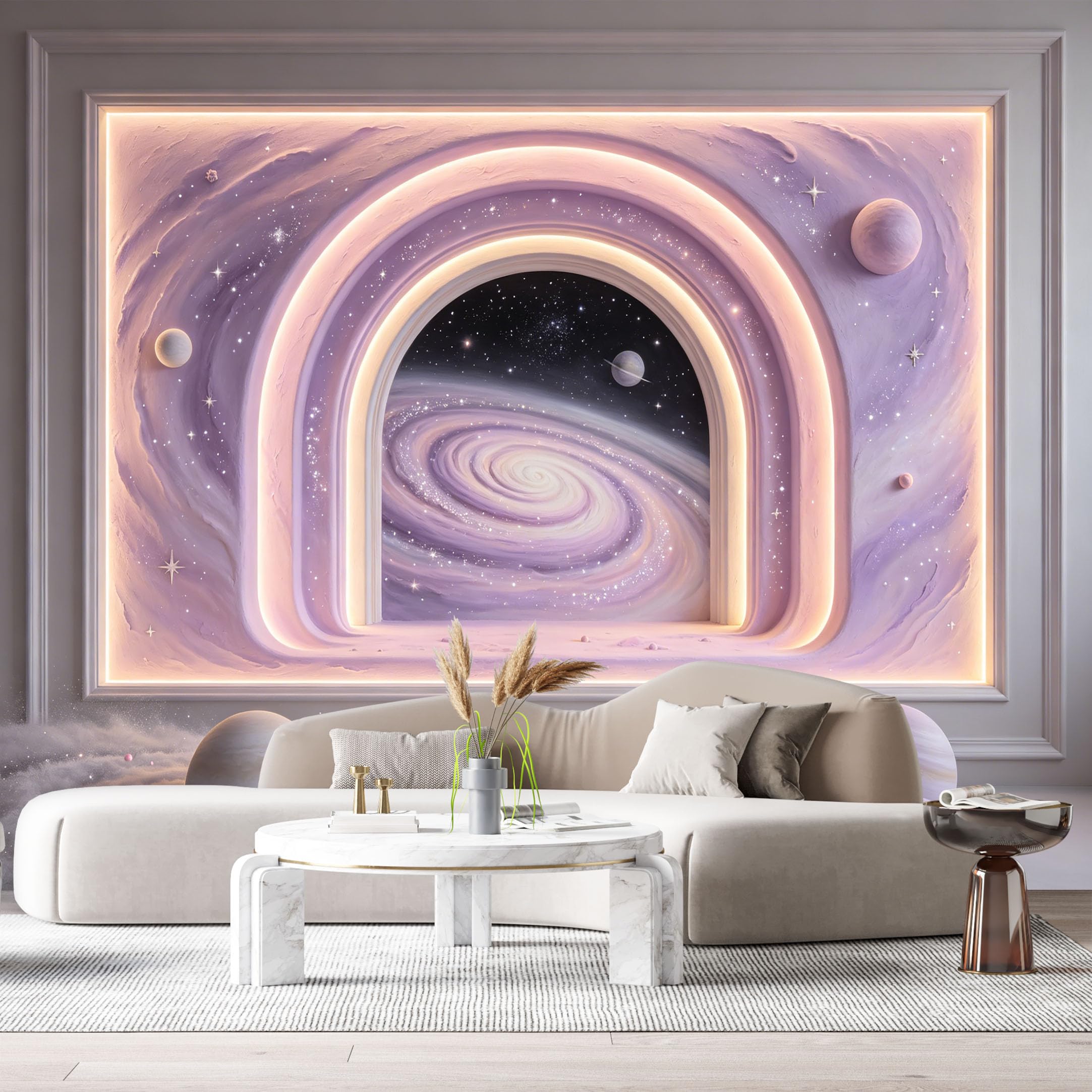 Custom Size Wall Murals Modern Abstract Galaxy Planet 3D Trompe L'Oeil SelfAdhesiveWall Fabric Removable Wallpaper Wall Decor for Living Room Bedroom Bathroom