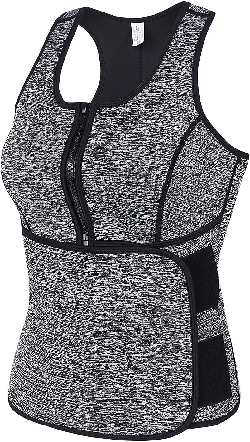 Neoprene Sauna Sweat Vest, Waist Trainer Corset Slimming Vest for Women Weight Loss with Adjustable Waist Shaper Belt