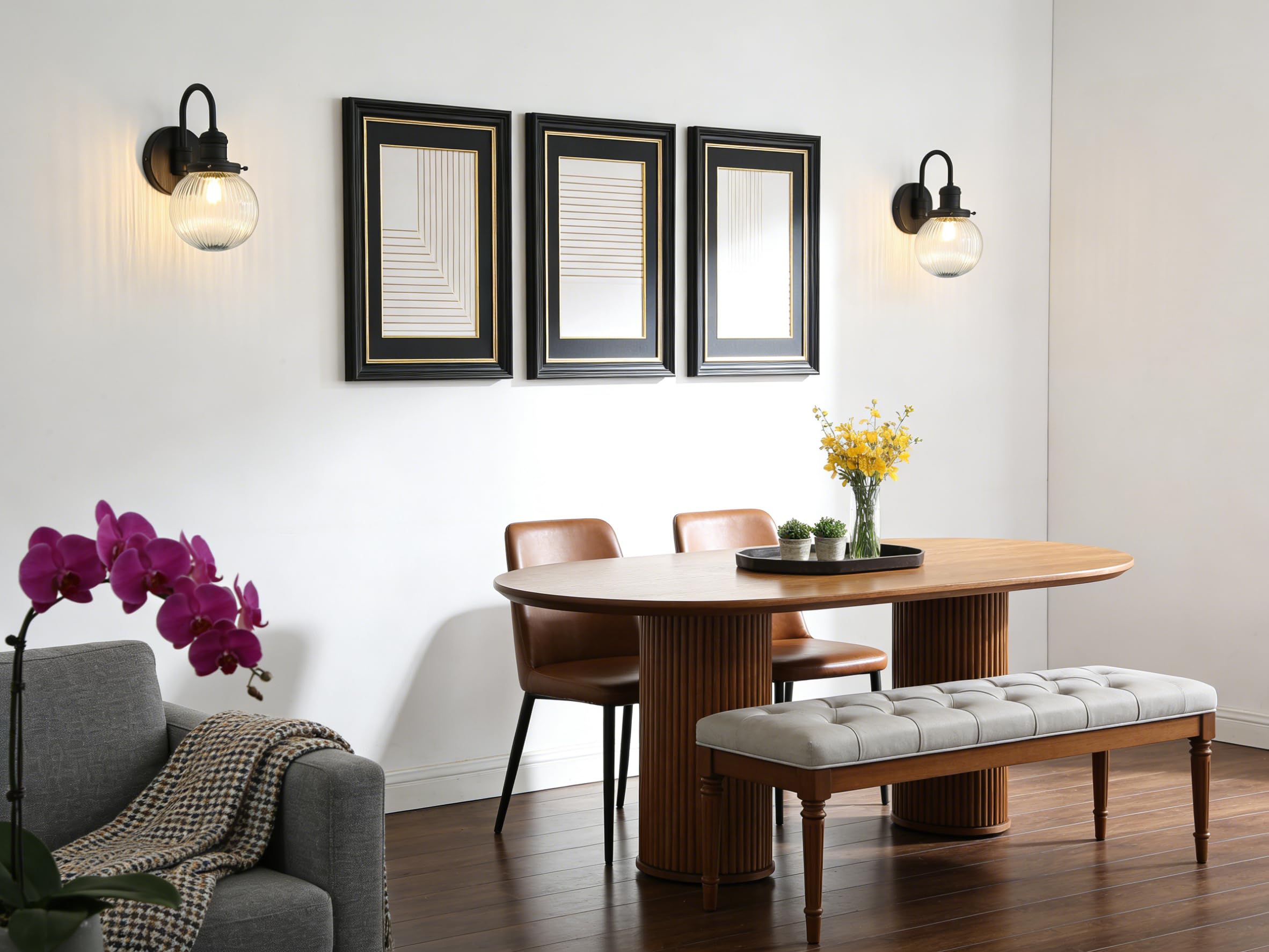 Yosoan Wandleuchte Industrie Loft-Wandlampe Wandbeleuchtung mit geriffeltes Klarglas Wandleuchter Innenleuchte E27 Loft Beleuchtung für Küche, Wohnzimmer & Esszimmer Restaurants Bar(Schwarz)