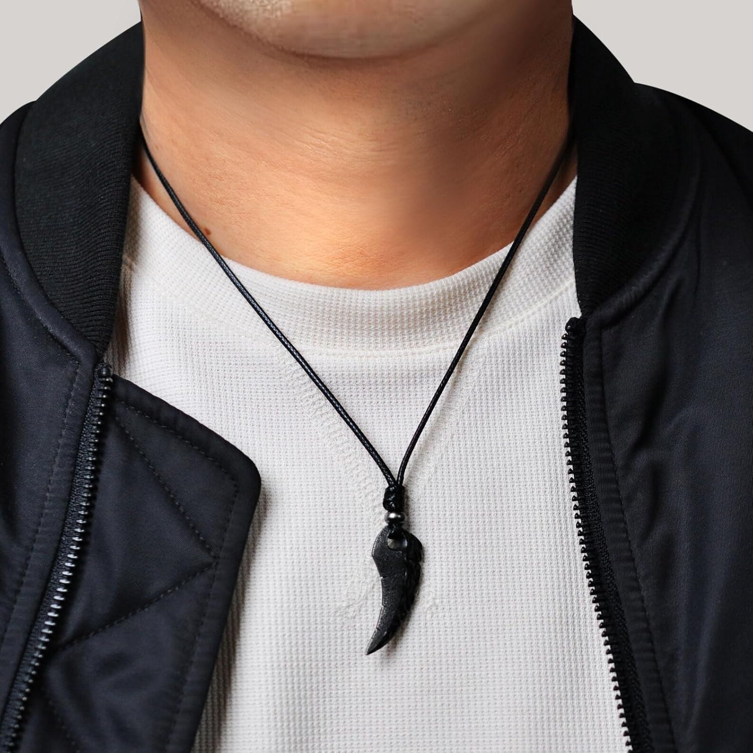 Metro Jewelry Stainless Steel Shark Tooth Pendant for Men with Black Ion Plating 24 Inches Long Leather Cord with Lobster Claw - Image 5