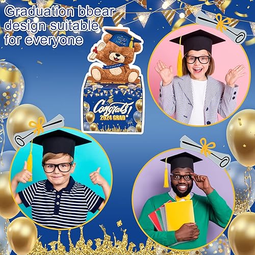 Miniatura 3 de Chivertion Caja de dinero de graduación 2024 para regalo en efectivo, caja de regalo de oso sorpresa con tarjeta extraíble y 30 bolsas