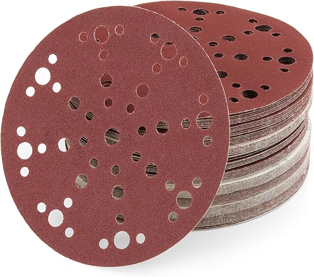 Wabrasive 6 inch 150mm Sanding Disc Hook and Loop 40 Grit (Set of 50) | 48-Holes Sandpaper for Wood Sanding Suitable for Festool Rotex 150 Random Orbital Sander with 150mm Sanding Pads