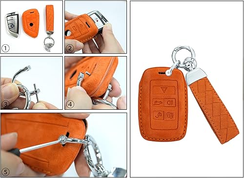 Miniatura 8 de ontto Funda de piel de gamuza suave y duradera para llave de coche, protector completo para Land Rover 2020 en adelante, compatible con control