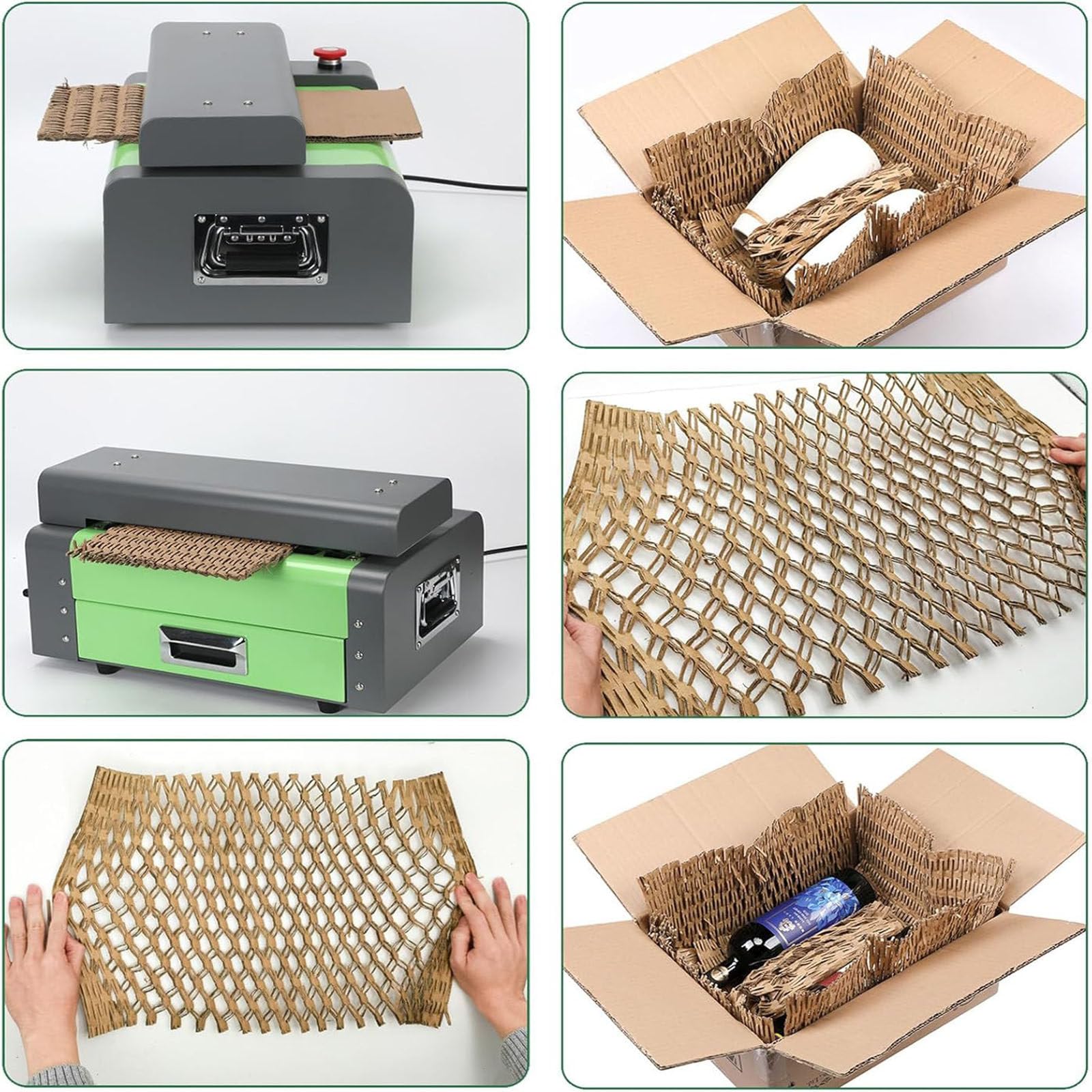 Trituratore di carta per cartone, cuscino ondulato Kraft espansione, macchina di riempimento per imballaggio a nido d'ape per la spedizione di e-commerce