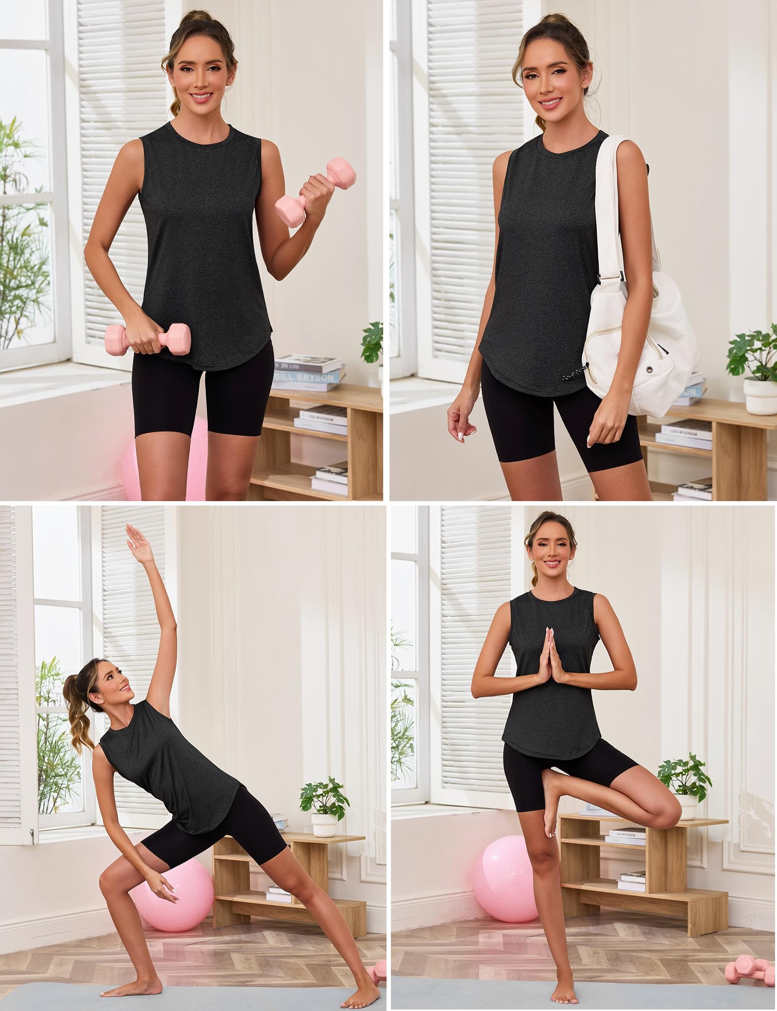 Gyabnw Camiseta de Tirantes Deporte Mujer Camisetas Sin Mangas Ligera Cuello Redondo Top Racerback con Tejido Suave y Cómodo Ideal para Deportes y Entrenamientos