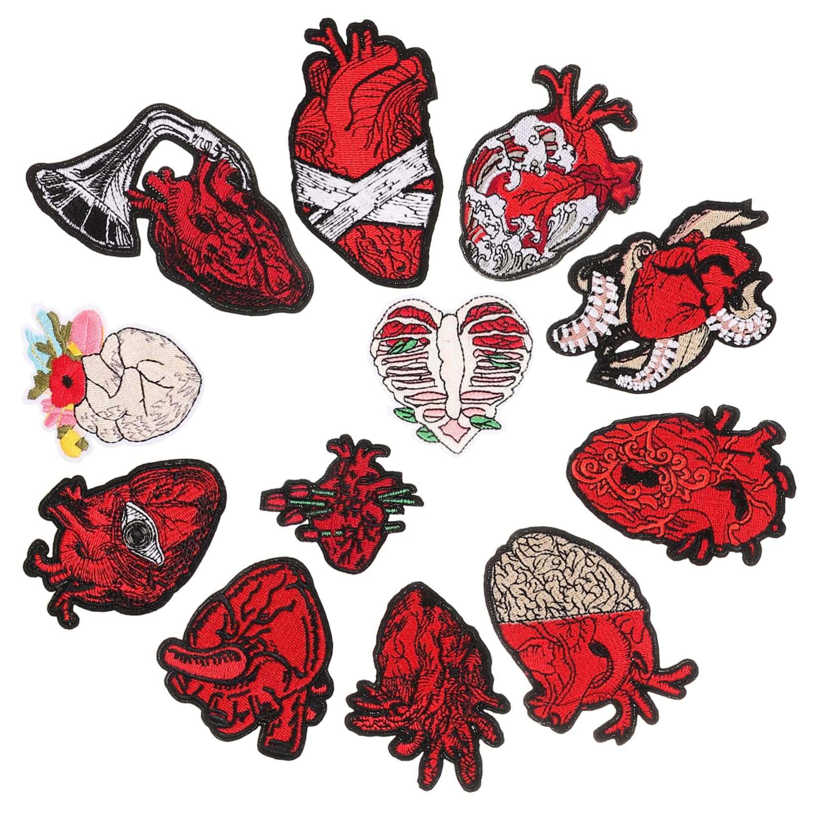 SHINEOFI 5 Set Patch Per Ricami Cardiaci Per Riparare Il Tessuto Vestiti A Forma Di Cuore Riparazione Toppe Ricamate Applique Cucire Toppe Per Vestiti Moda Cerotti Stoffa 12 Pezzi*5