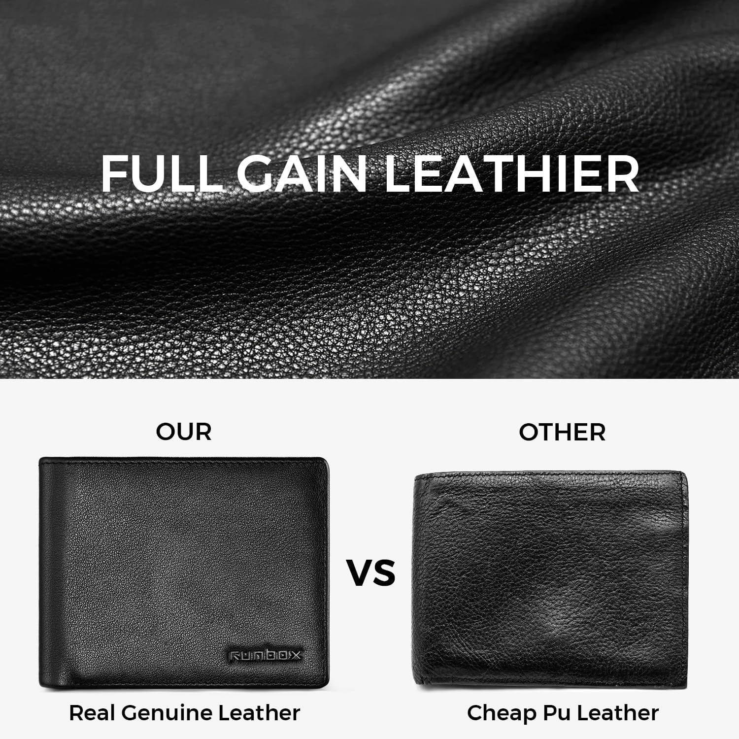 Genuine Leather Wallet for Men 12 Cards Mens Wallet Bifold Rfid Blocking with 2 ID Windows Card Holder Wallet with Gift Box - Image 2