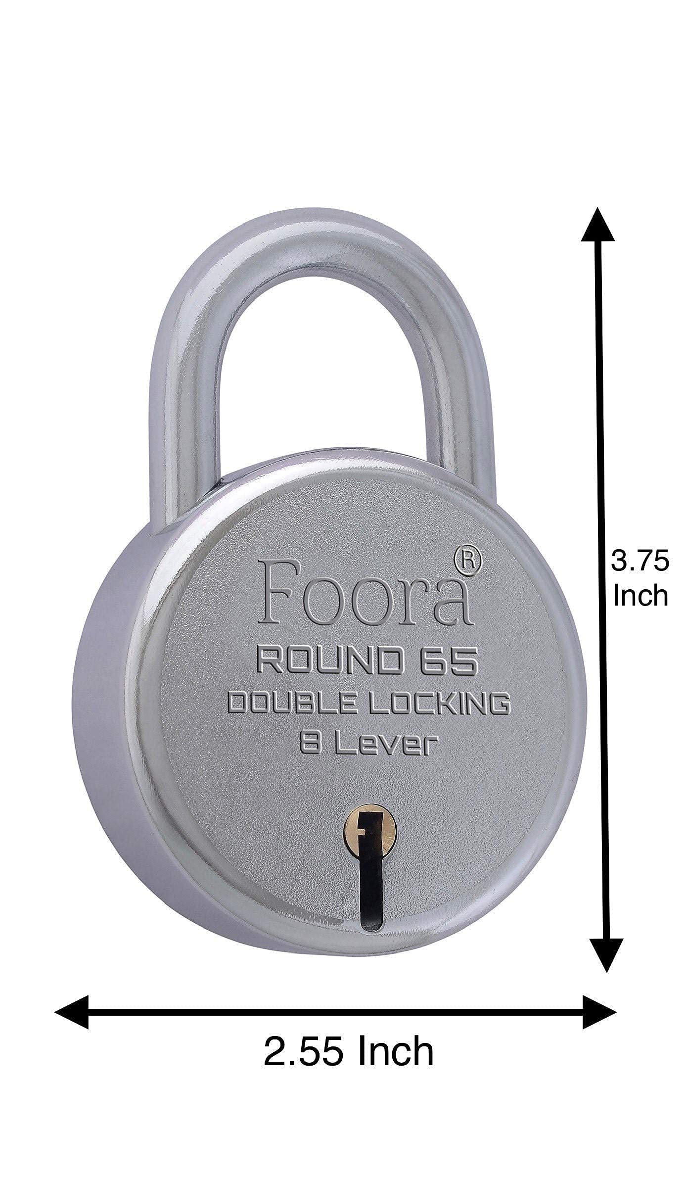 Foora Lock and Key Set – Door Lock for Home and Shop, Same Key for Multiple Locks, 2 Same Key Lock Set, Common Key Lock Set of 2, Silver Finish (Round 65mm) — Amazon image 3