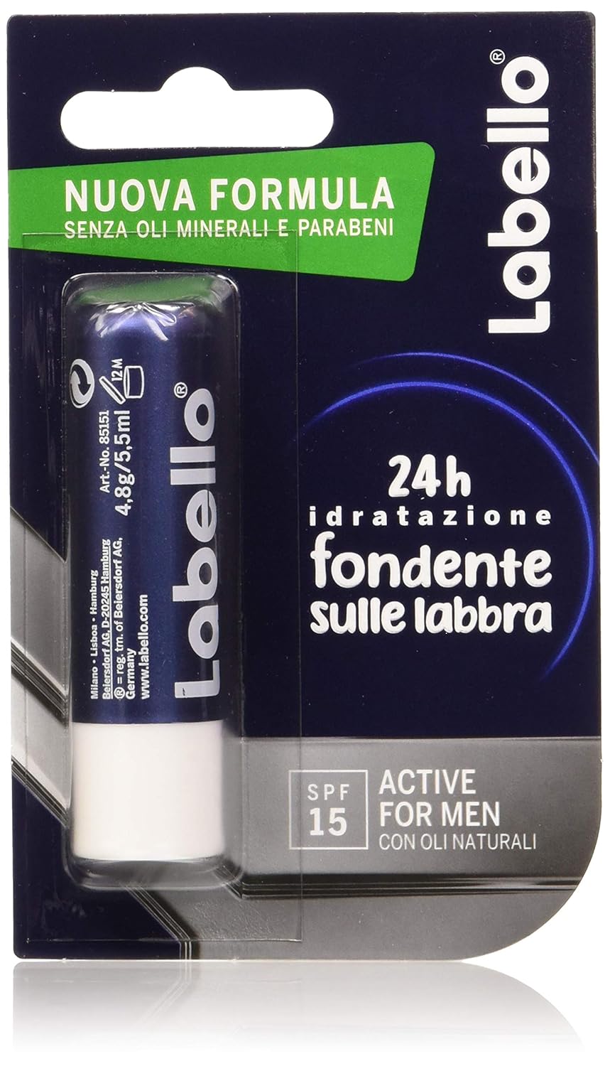 Labello Active For Men, Lippenbalsam SPF15, feuchtigkeitsspendender ...