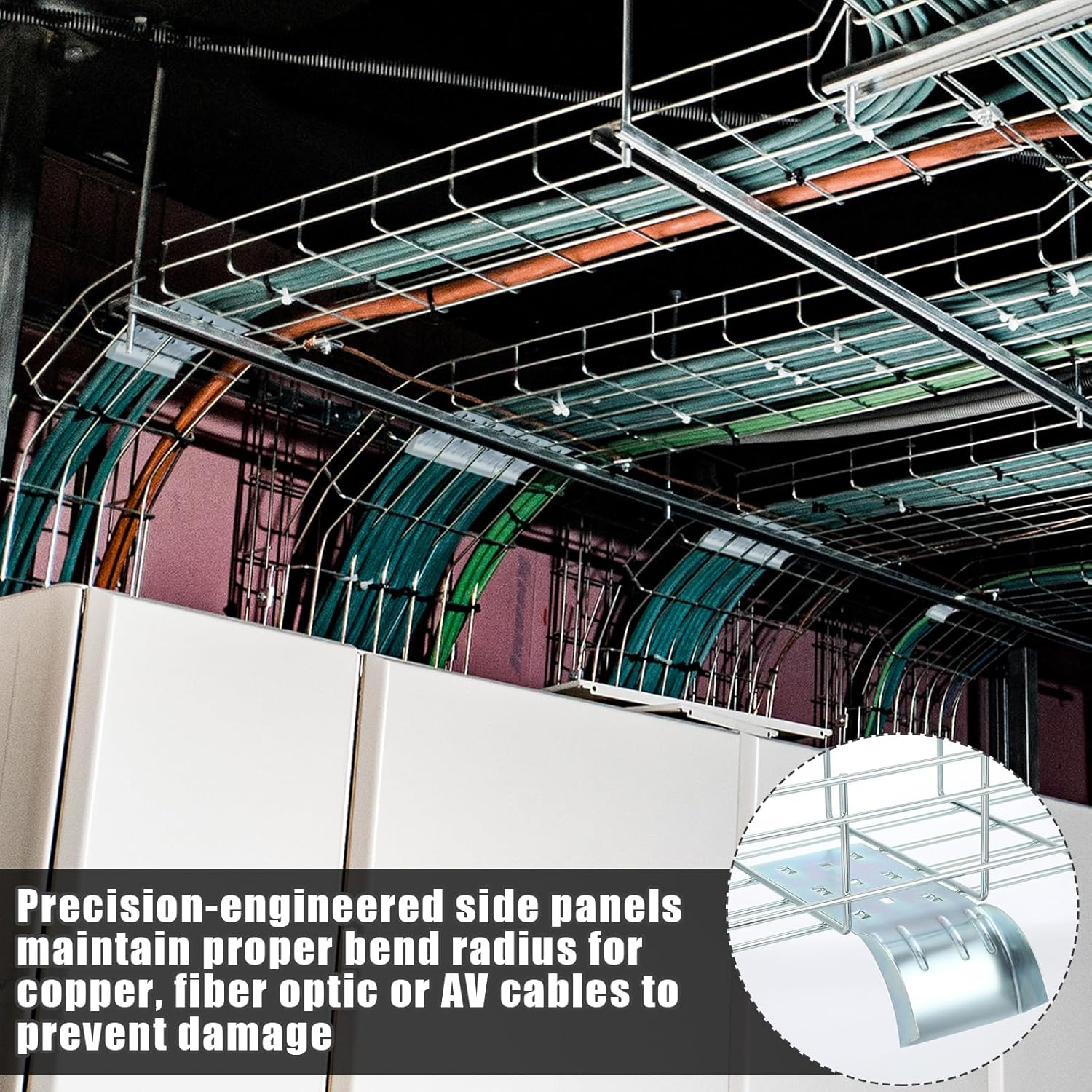 Zonon 4pcs 90 mm Wide Wire Mesh Cable Tray Cable Guider Water Fall Cable Guider Tray Dividing & Cable Routing for Wire Mesh Cable Trays