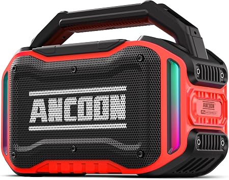 ANCOON Speakers Bluetooth Wireless 80WPeak Loud Speaker with Bass, 20H Playtime, IPX6 Waterproof, Large Jobsite Speakers for Work, Outdoor, Workshop, Garage, Portable Speaker with TWS Red