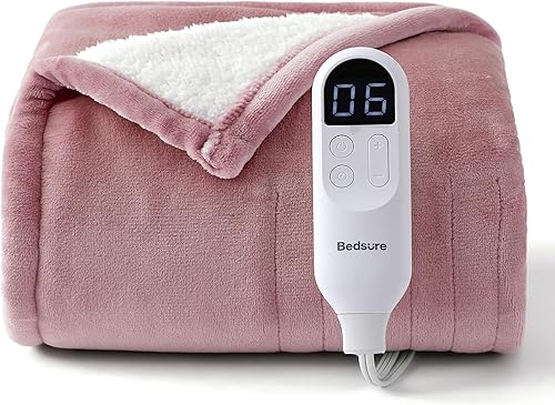Vista 125 de Bedsure - Manta eléctrica tamaño matrimonial; térmica, de franela suave, calentamiento rápido, 10 ajustes de tiempo y 6 ajustes de calor; regalo 01