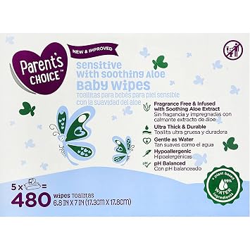 Sensitive Skin Hypoallergenic Baby Wipes With Aloe 480 ct