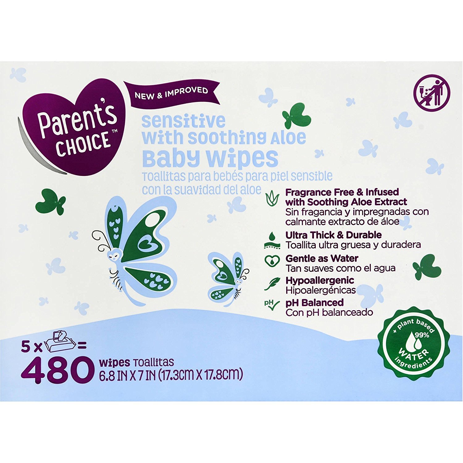 Sensitive Skin Hypoallergenic Baby Wipes With Aloe 480 ct