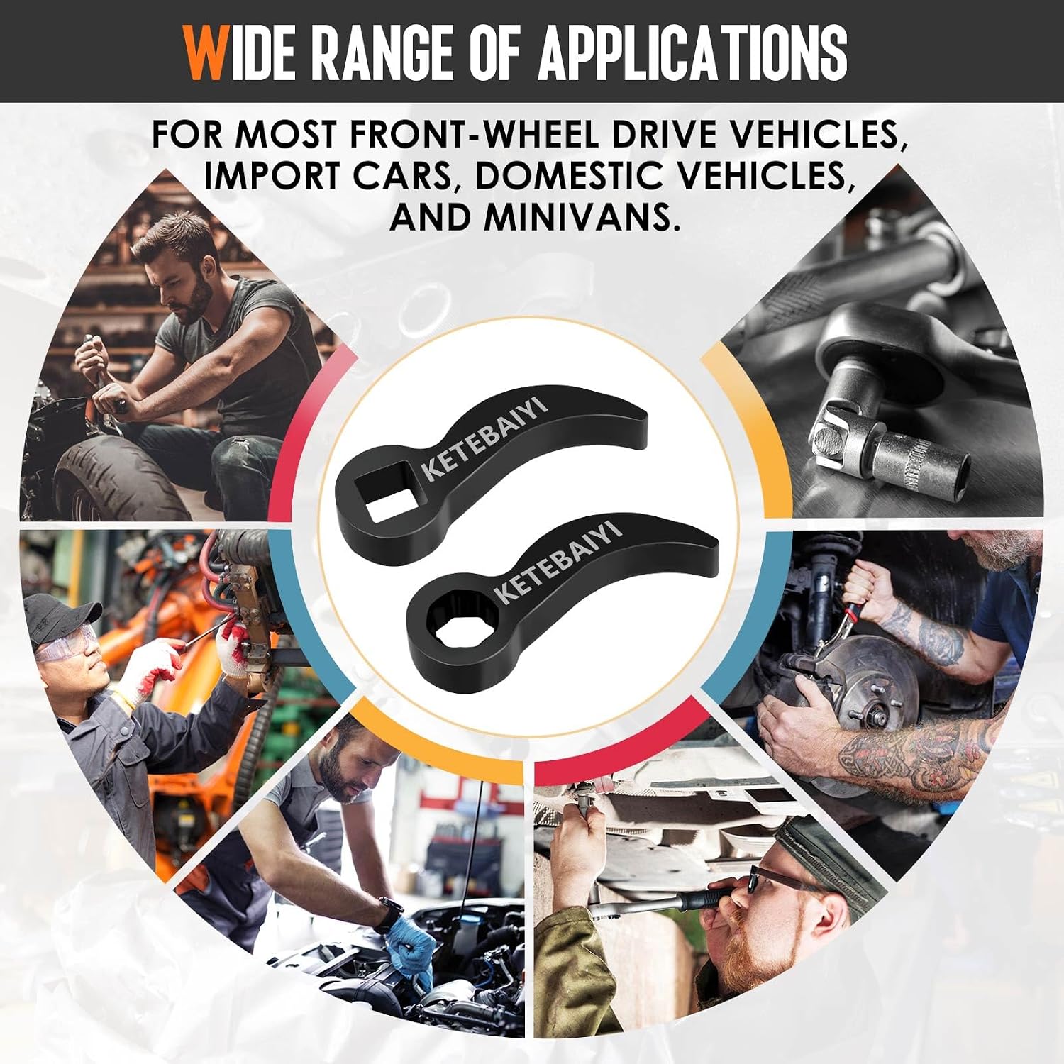 Lower Control Arm Prying Tool, Suspension Removal, Pry Bar Wrench Adapter Head, Bushing Removal & Pry Bar Adapter Tool Set, Designed For Use With 1/2” Drive Extension Breaker Rods (Section C)